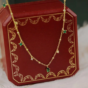 Green Cubic Zirconia 925 Silver Women's Choker Necklace