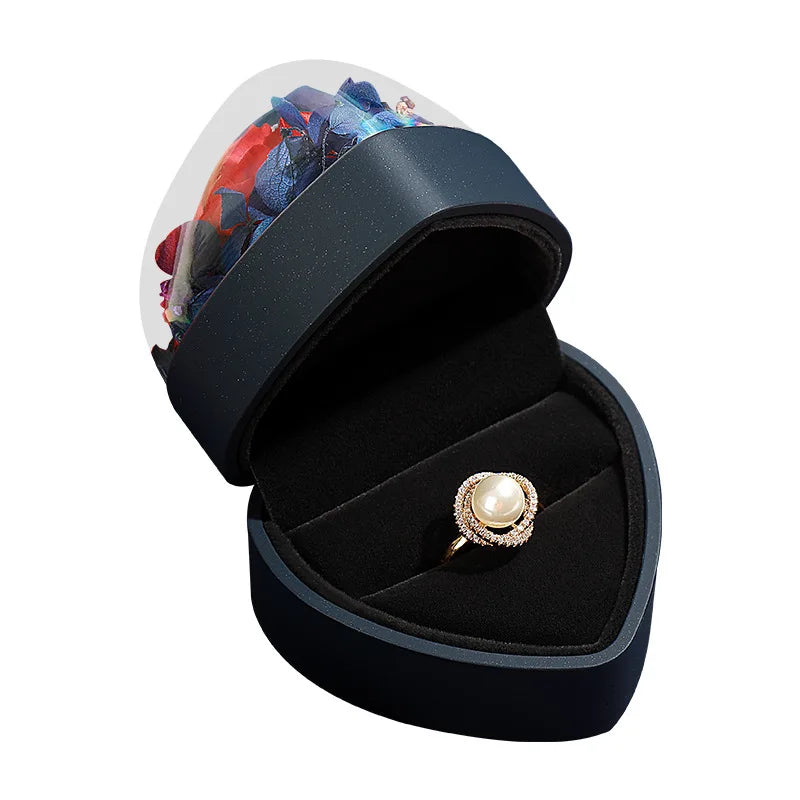 Heart Shape Velvet Ring Box Couple Proposal Jewelry Holder
