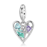 Heart Flower Pendant Zircon 925 Silver Charms