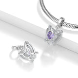 Heart Flower Pendant Zircon 925 Silver Charms