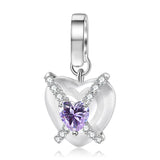 Heart Flower Pendant Zircon 925 Silver Charms