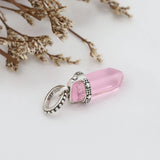 Silver High Purple Pink Glass Amulet Pendant DIY Bracelet Accessories Gift