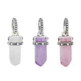Silver High Purple Pink Glass Amulet Pendant DIY Bracelet Accessories Gift