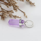 Silver High Purple Pink Glass Amulet Pendant DIY Bracelet Accessories Gift