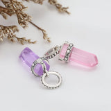 Silver High Purple Pink Glass Amulet Pendant DIY Bracelet Accessories Gift