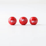 20Pcs Pink Heart Printed Wooden Beads for Bracelets Making