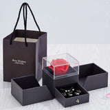 Red Artificial Flower Eternal Rose Jewelry Box Earrings Necklace Storage