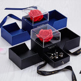 Red Artificial Flower Eternal Rose Jewelry Box Earrings Necklace Storage