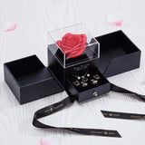 Red Artificial Flower Eternal Rose Jewelry Box Earrings Necklace Storage