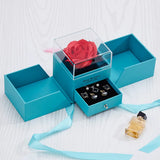 Red Artificial Flower Eternal Rose Jewelry Box Earrings Necklace Storage