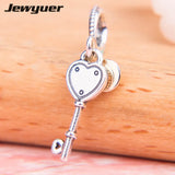 S925 Key to My Heart Dangle Charms for Bracelets Necklaces