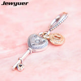 S925 Key to My Heart Dangle Charms for Bracelets Necklaces