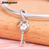 S925 Key to My Heart Dangle Charms for Bracelets Necklaces