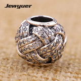 925 Sterling Silver Love Knot Charm Hearts Bead Bracelet DIY to Mom