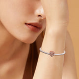 Sparkling Entwined Hearts Charm Rose Jewelry for Bracelet & Necklace