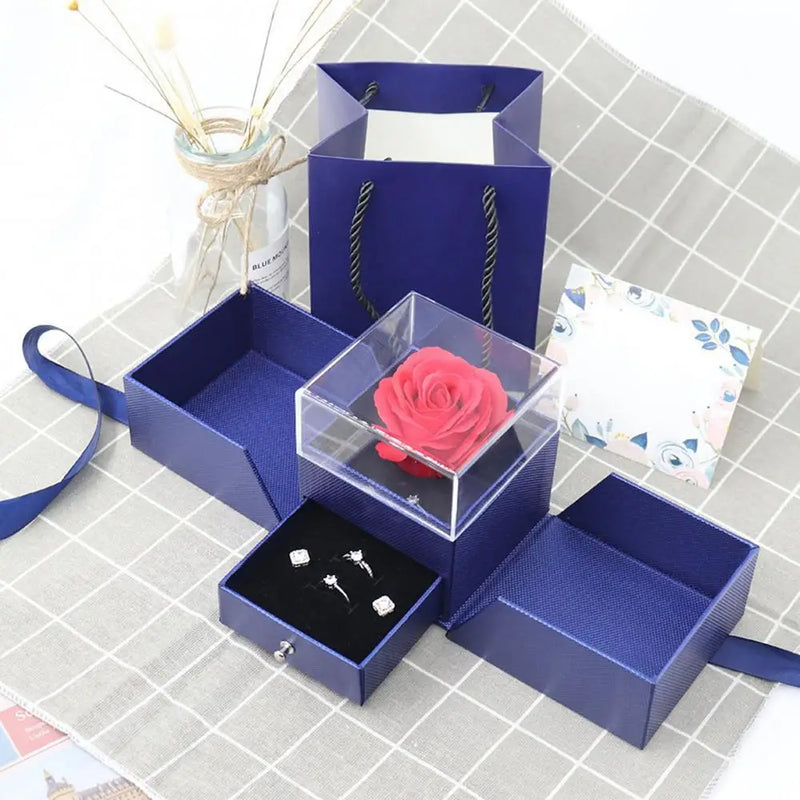 Eternal Rose Ring Holder Craft Display Acrylic Jewelry Gift