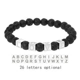 Personalized Volcanic Stone Bracelet with Beaded Alphabet