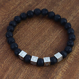 Personalized Volcanic Stone Bracelet with Beaded Alphabet