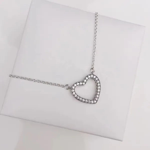 925 Silver Heart Pendant Necklace Women Fine Jewelry