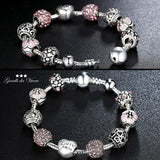 Women Bracelet Silver Plated Charm Ciondolo Amor 99 S0565