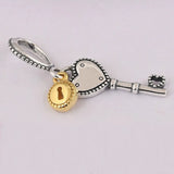 Key to My Heart Dangle Charms 925 Silver DIY Fine Jewelry