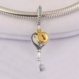 Key to My Heart Dangle Charms 925 Silver DIY Fine Jewelry