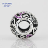925 Silver Pink Heart Charms Beads for Bracelet