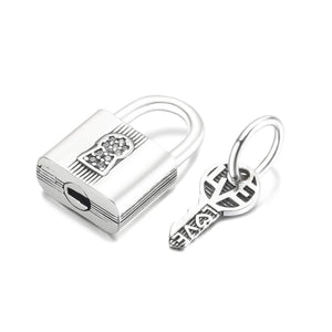925 Silver Padlock and Key Dangle Charm Beads for Bracelets