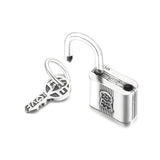 925 Silver Padlock and Key Dangle Charm Beads for Bracelets