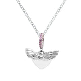 Heart & Angel Wings Necklace Sterling Silver Chain Woman Jewelry