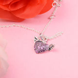 Heart & Angel Wings Necklace Sterling Silver Chain Woman Jewelry