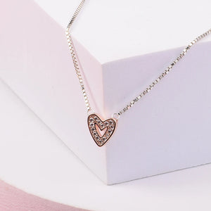 Sparkling Heart Necklace Sterling Silver Chain
