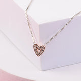 Sparkling Heart Necklace Sterling Silver Chain