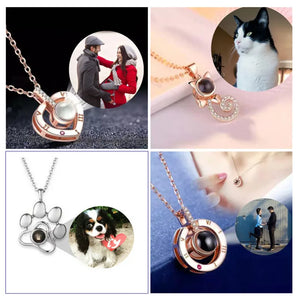 Heart Paw Cat Pendant Projection Necklace Jewelry Love Memory