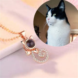 Heart Paw Cat Pendant Projection Necklace Jewelry Love Memory