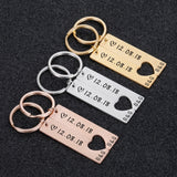 Heart Shaped Keychain Set Stainless Steel Engraved Love Key