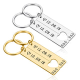 Heart Shaped Keychain Set Stainless Steel Engraved Love Key