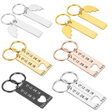 Heart Shaped Keychain Set Stainless Steel Engraved Love Key