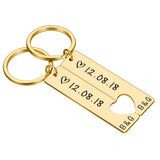 Heart Shaped Keychain Set Stainless Steel Engraved Love Key