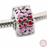 925 Silver Love Clip Accounts Pink & Red Beads