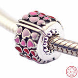 925 Silver Love Clip Accounts Pink & Red Beads