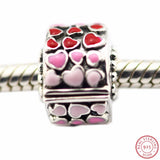 925 Silver Love Clip Accounts Pink & Red Beads