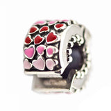 925 Silver Love Clip Accounts Pink & Red Beads