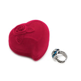 Red Rose Heart Ring Box Proposal Wedding Ceremony Velvet Case