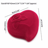 Red Rose Heart Ring Box Proposal Wedding Ceremony Velvet Case