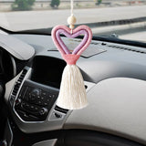 Valentines Car Pendant Tassel Heart Love Knitting Pe