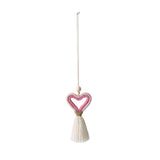 Valentines Car Pendant Tassel Heart Love Knitting Pe