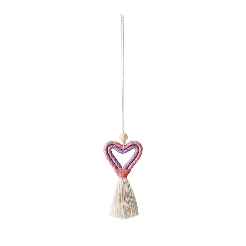 Valentines Car Pendant Tassel Heart Love Knitting Pe