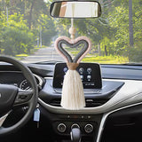 Valentines Car Pendant Tassel Heart Love Knitting Pe