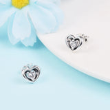 Valentines 925 Silver Radiant Heart & Stone Earrings